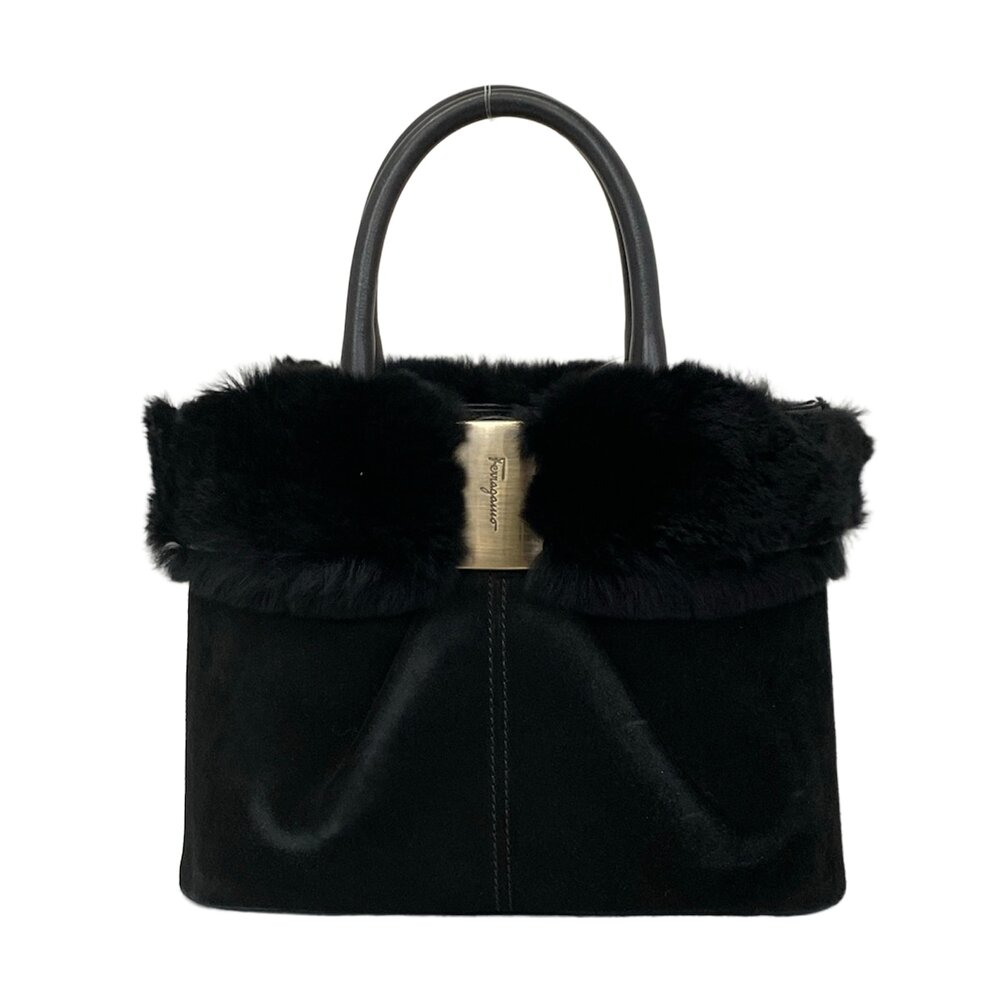 Salvatore Ferragamo Vara Handbag Suede Fur